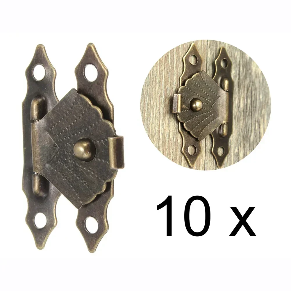 10Pcs Vintage Wooden Box Decorative Latch Antique Bronze Iron Jewelry Box Padlock Hasps Latch Clasp Lock Wooden Box With Screws