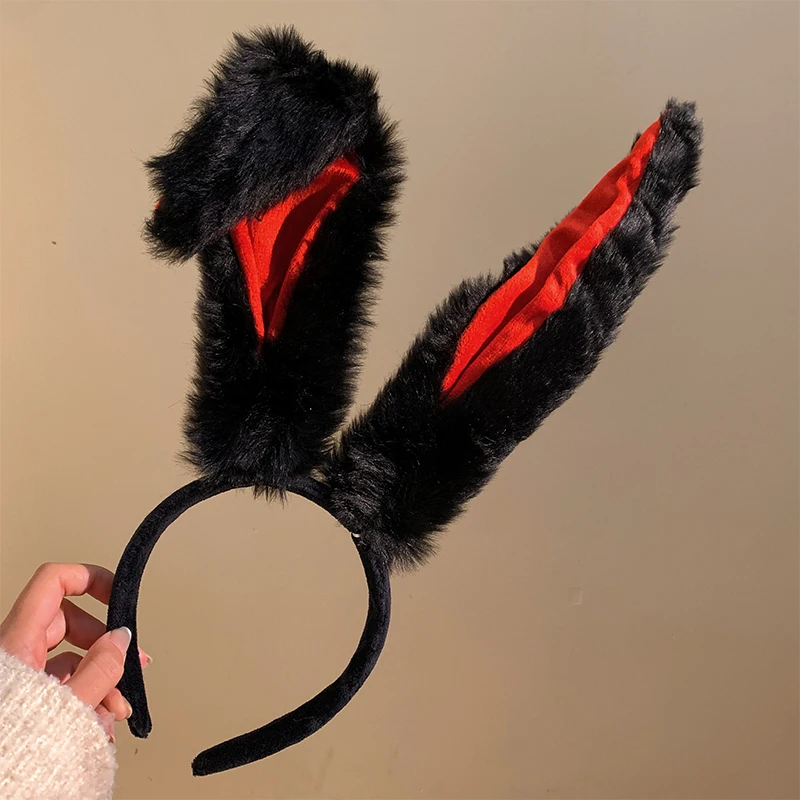 Girls Plush Long Rabbit Ear Hair Bands Headwear Headband Dress Accesorios Women Girl Cosplay Lolita Cosplay Hair Accessories - view 5