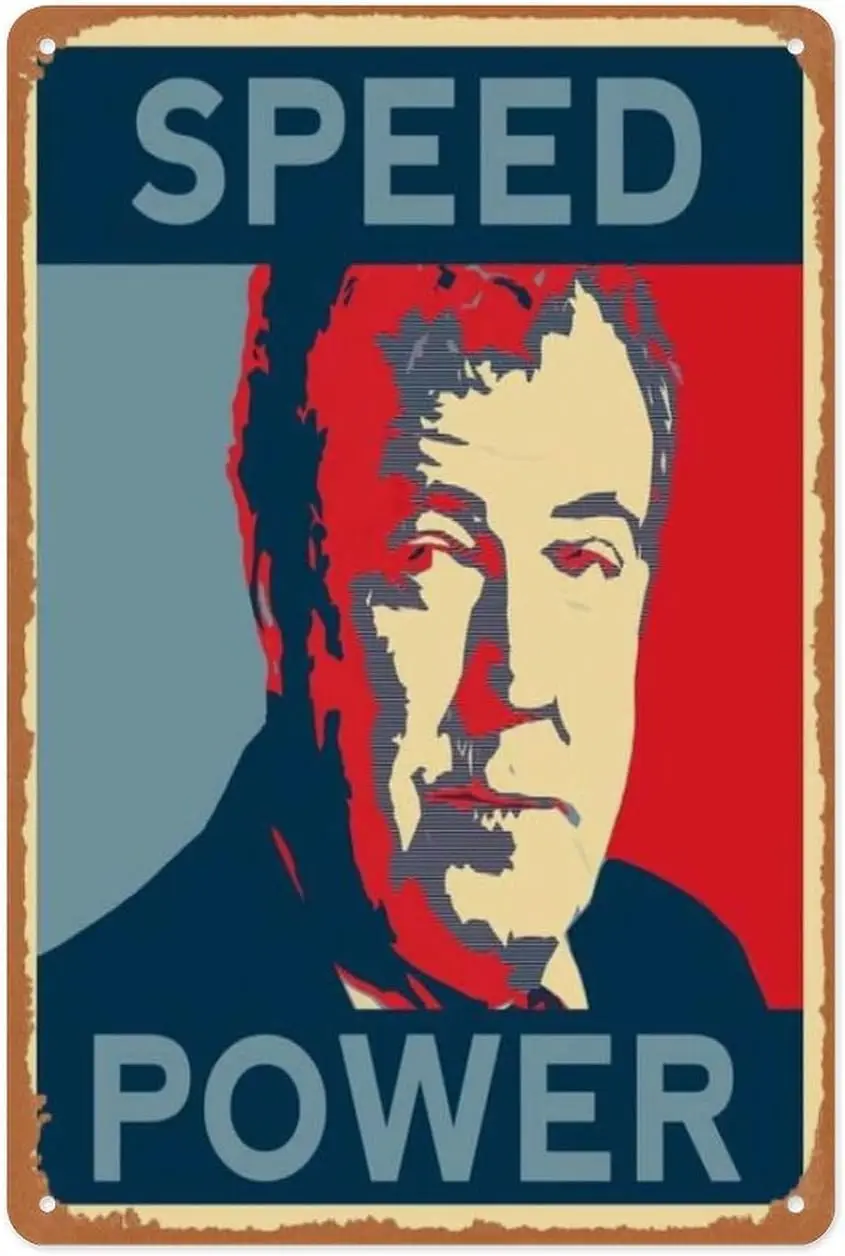 Vintage Metal Sign - Speed Power Jeremy Clarkson - 8x12 Inch Wall Art for Garage, Man Cave, Game Room, Coffee House Or Home Bar