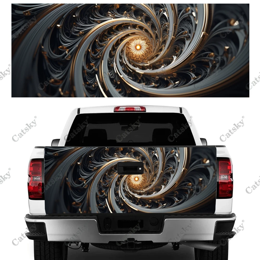 Metal Swirl Art Truck Tailgate Wrap Professional Grade Material Universal Fit for Full Size Trucks Weatherproof