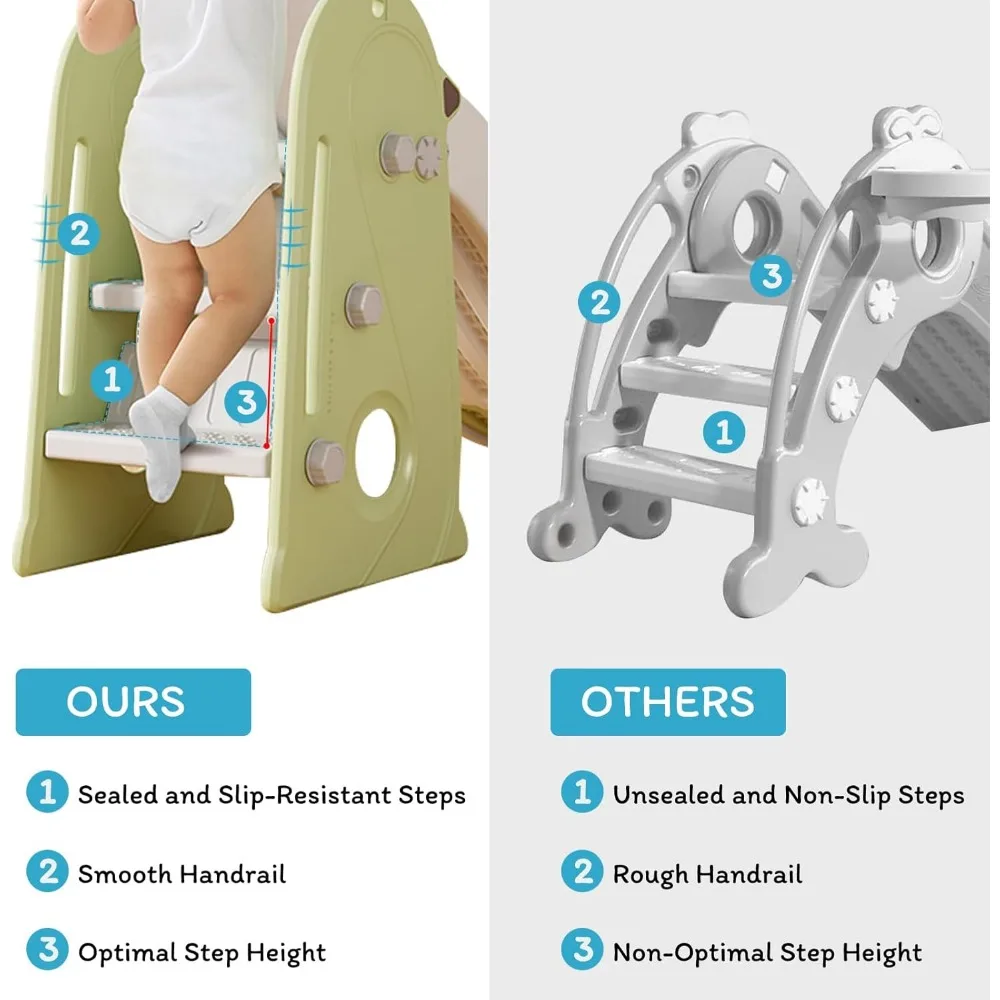 Corrediça infantil conversível 3 em 1 com cesta de basquete para jogos internos e externos