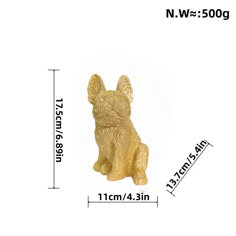 1pc newly designed LEGO powder scattering building block,French Bulldog, resin crafts, modern fashion art exhibition rack, model view 5