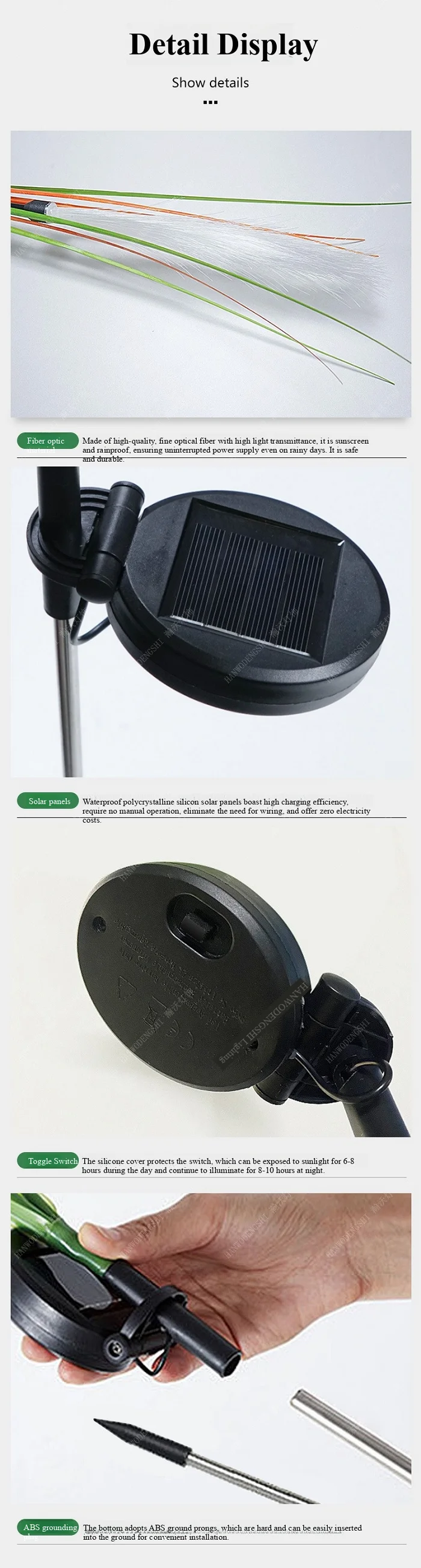 1~8PCS LED Solar Garden Lamp Waterproof Reed Light Outdoor Lawn Yard Garden Christmas Decoration Light Decor Solar Power Lights