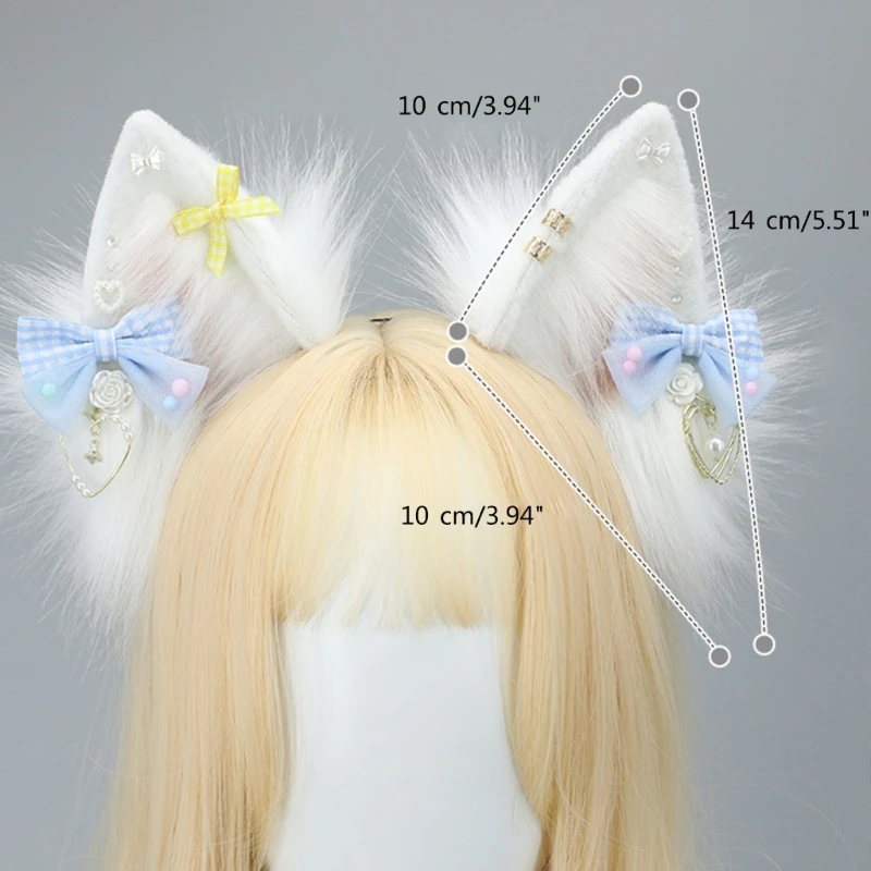 Lolitas Cosplays Hoofdband Dierenoren Haaraccessoire Fijn vervaardigd Schattige strik Decors Foto Props voor vrouwen NIEUW