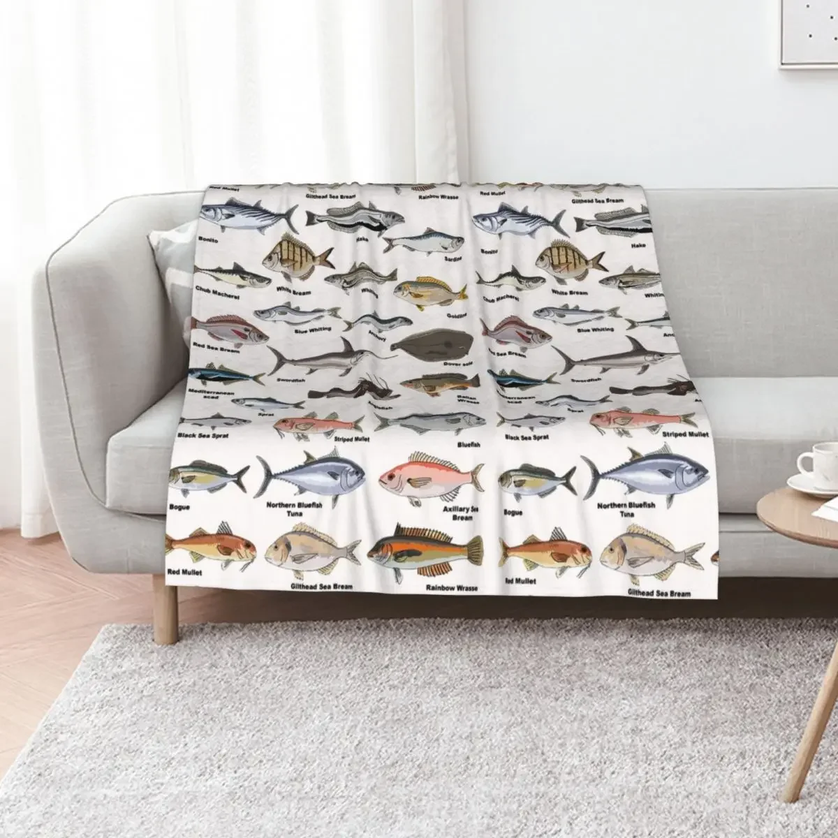 خمر تحديد الأسماك الرسم البياني الصيد رمي بطانية فاخرة رشاقته لطيف منقوشة لطيف شخصية هدية البطانيات #1