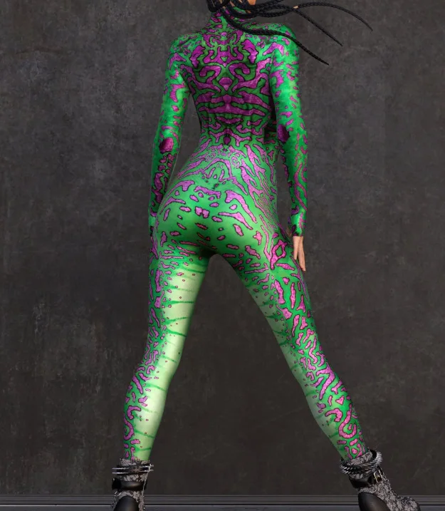 Horror-Monster Damen Cosplay Punk-Rüstungs-Jumpsuit Kostüm Elastischer Festtags-Party-Auftritts-Bodysuit Overall Zentai – Detail 28