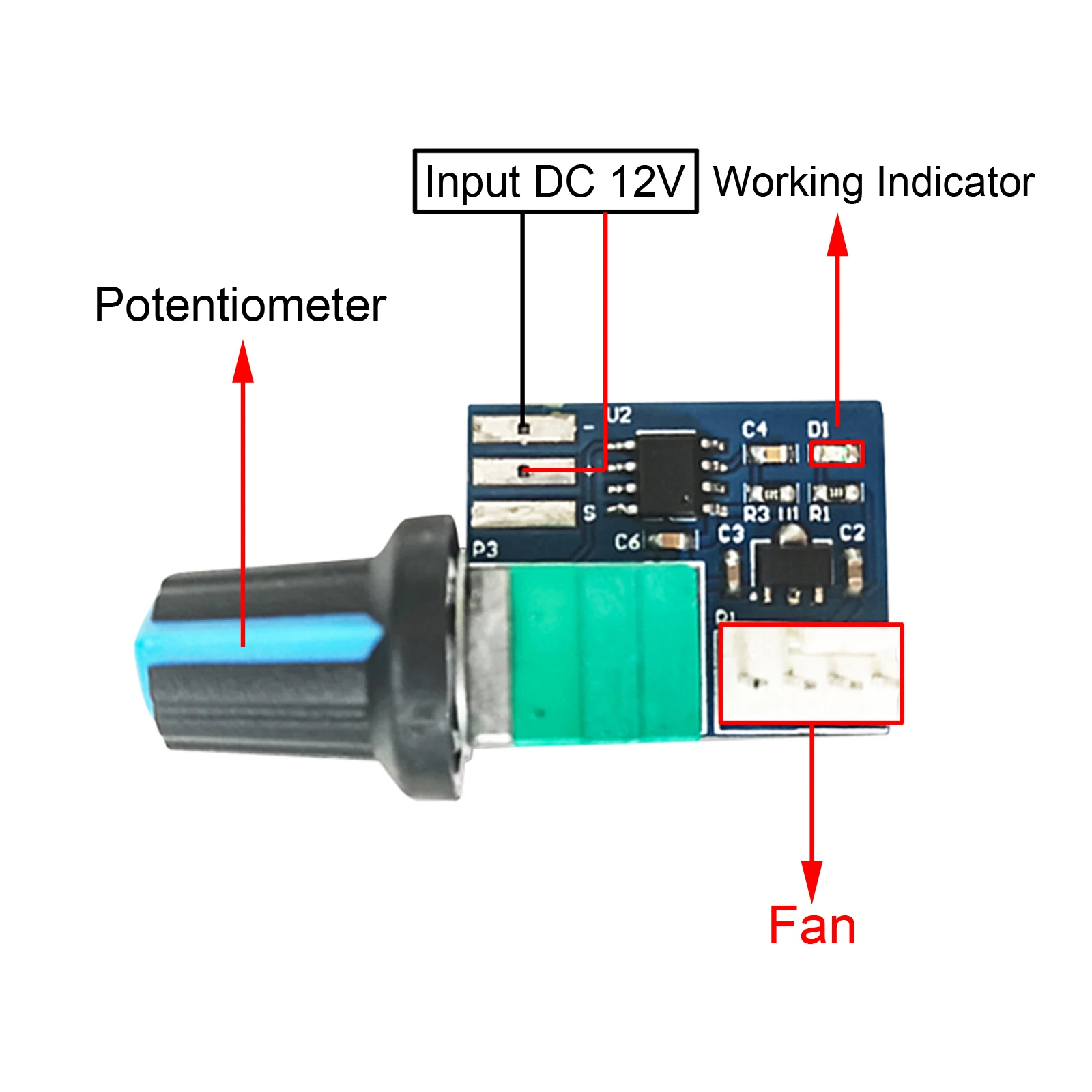 1/2/3 Pcs DC 12V Fan Governor Wind Speed Controller PWM Fan Control Board 0%-97% 25KHz Adjustable Buck Speed Controller for 4Pin