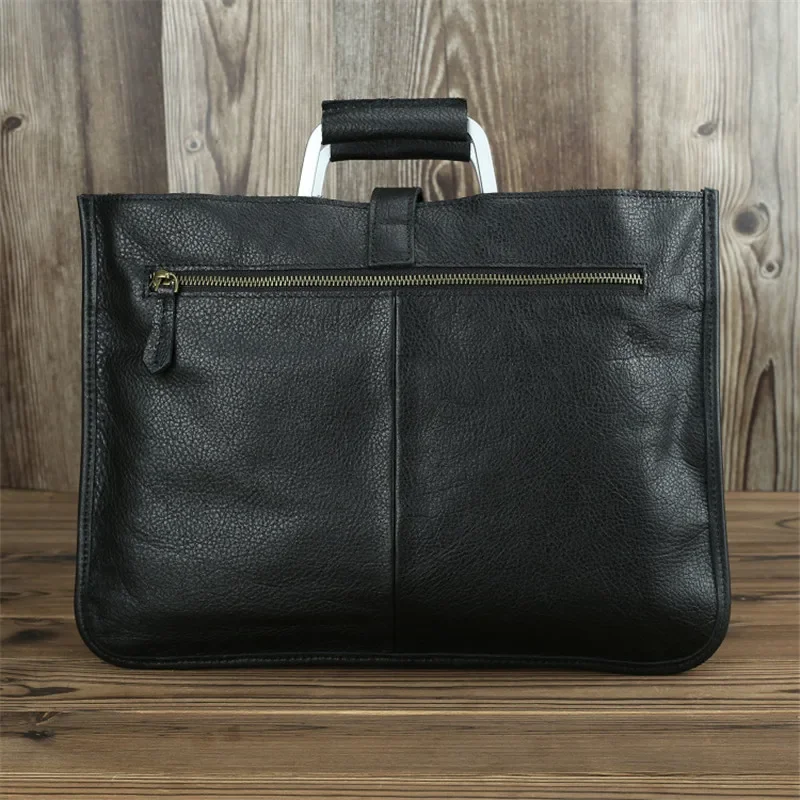 Nesitu High Quality Vintage Brown Black Genuine Leather A4 Office Men Briefcase Business Shoulder Messenger Bag Portfolio M1823