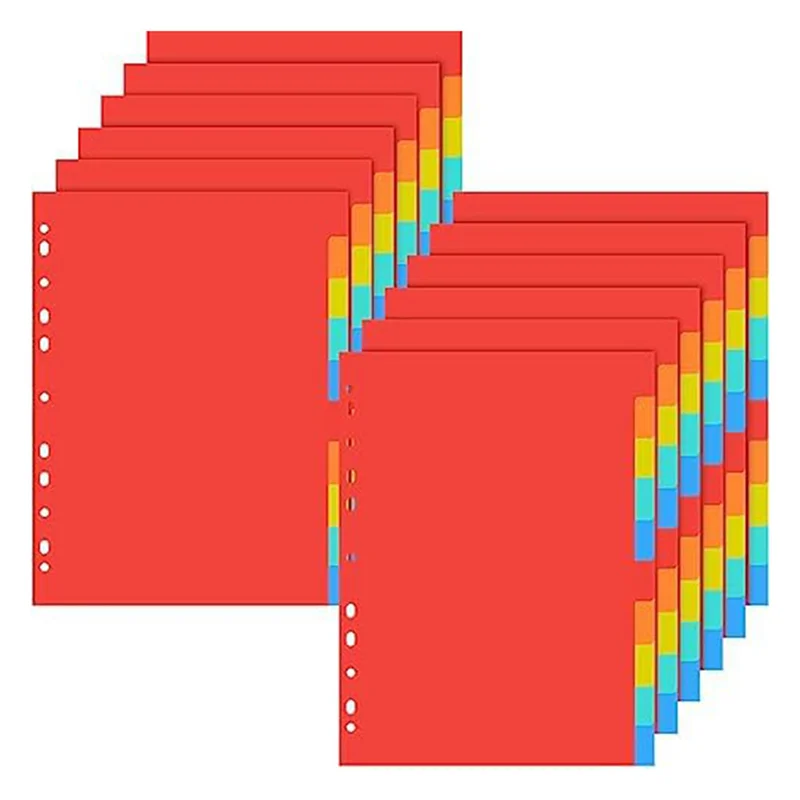 Practical-3 Ring Binder Dividers 5 Colors Plastic Dividers Binder For School Subject Files