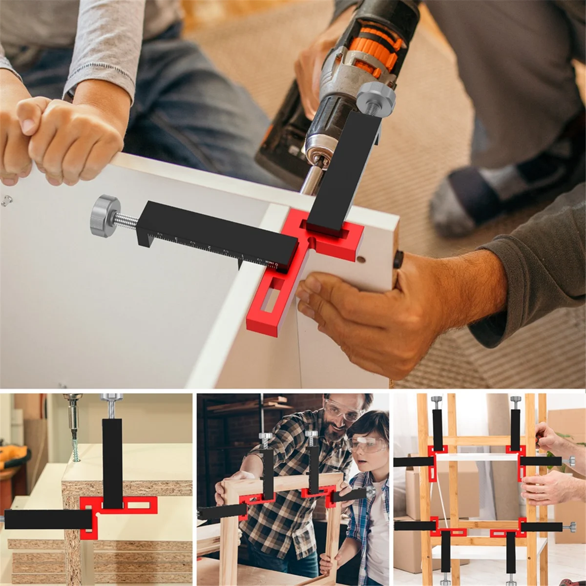 

AA25 Carpentry Fixing Clamp Wood Board Installation Clamp 90° Positioning Square and C Clamp Cabinet Drawer Corner Clamp 1Set