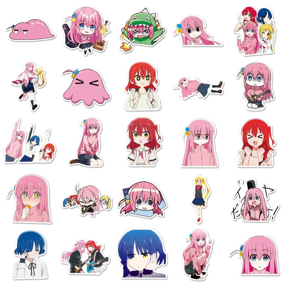 50 قطعة أنيمي بوتشي ذا روك! ملصقات كارتون مانغا اليابانية للفتيات Gotoh Hitori Ijichi Nijika Kawaii رسم خربش الزينة