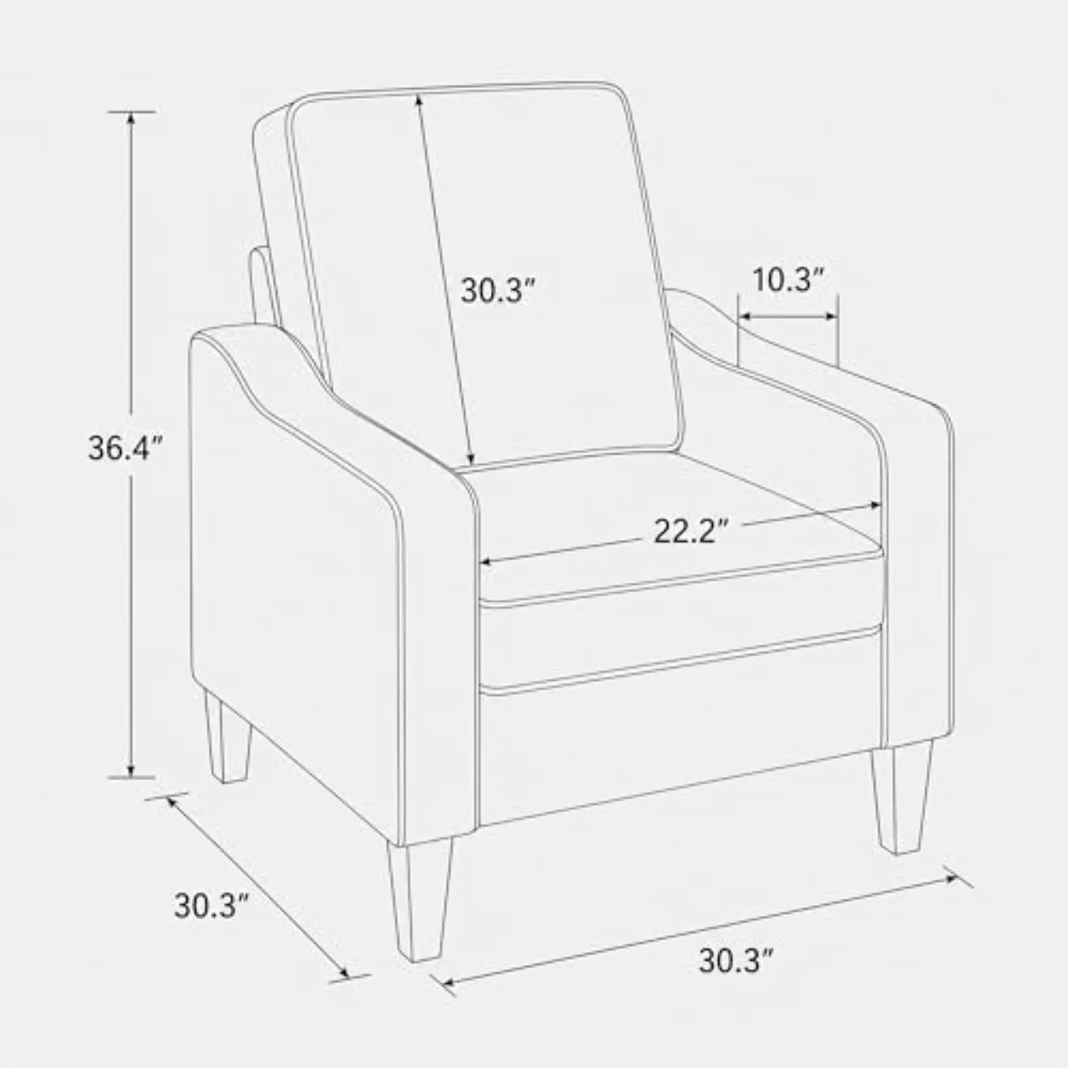 2PCS Accent Chair for Living Room, Modern Reading Chair for Bedroom, Blue | Upholstered Arm chair, Single Sofa Chair