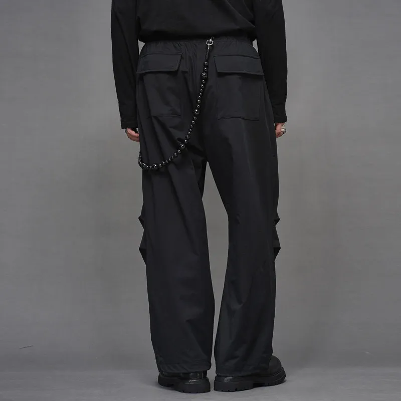 High Quality Japanese-Style Retro Brown Simple Black Straight Wide Leg Pants Men's Cut Landing Paratrooper Pants