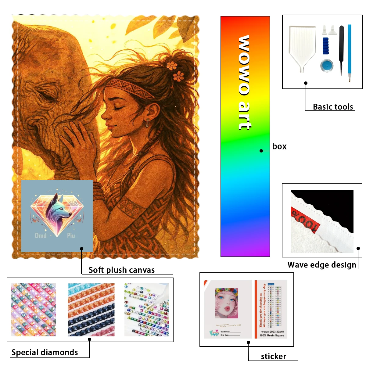 

【Piu Diamond Art】Bebé elefante 100% resin FD+ab+cr Diamond Stamping Kit Perfect Masterpiece worth Buying
