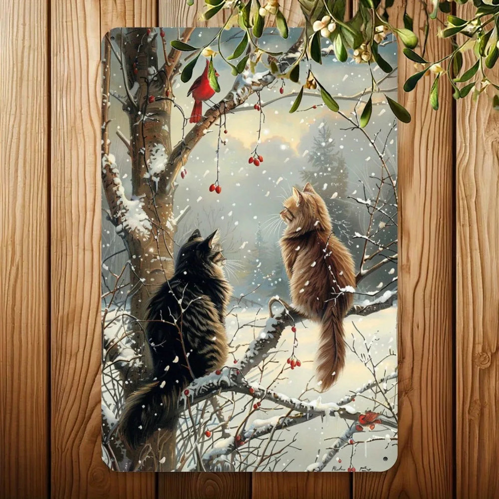 Vintage Bird Snow Scene Iron Sign Metal Plaque Rustic Wall Decor Man Cave Pub Bar Home Decorative Poster 8x12 Inch Easy Hang