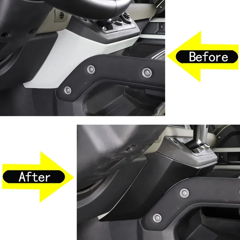

3Pcs ABS Matte Black For Land Rover Defender 90 110 2020-2024 Car center console knee side panel trim cover sticker accessories