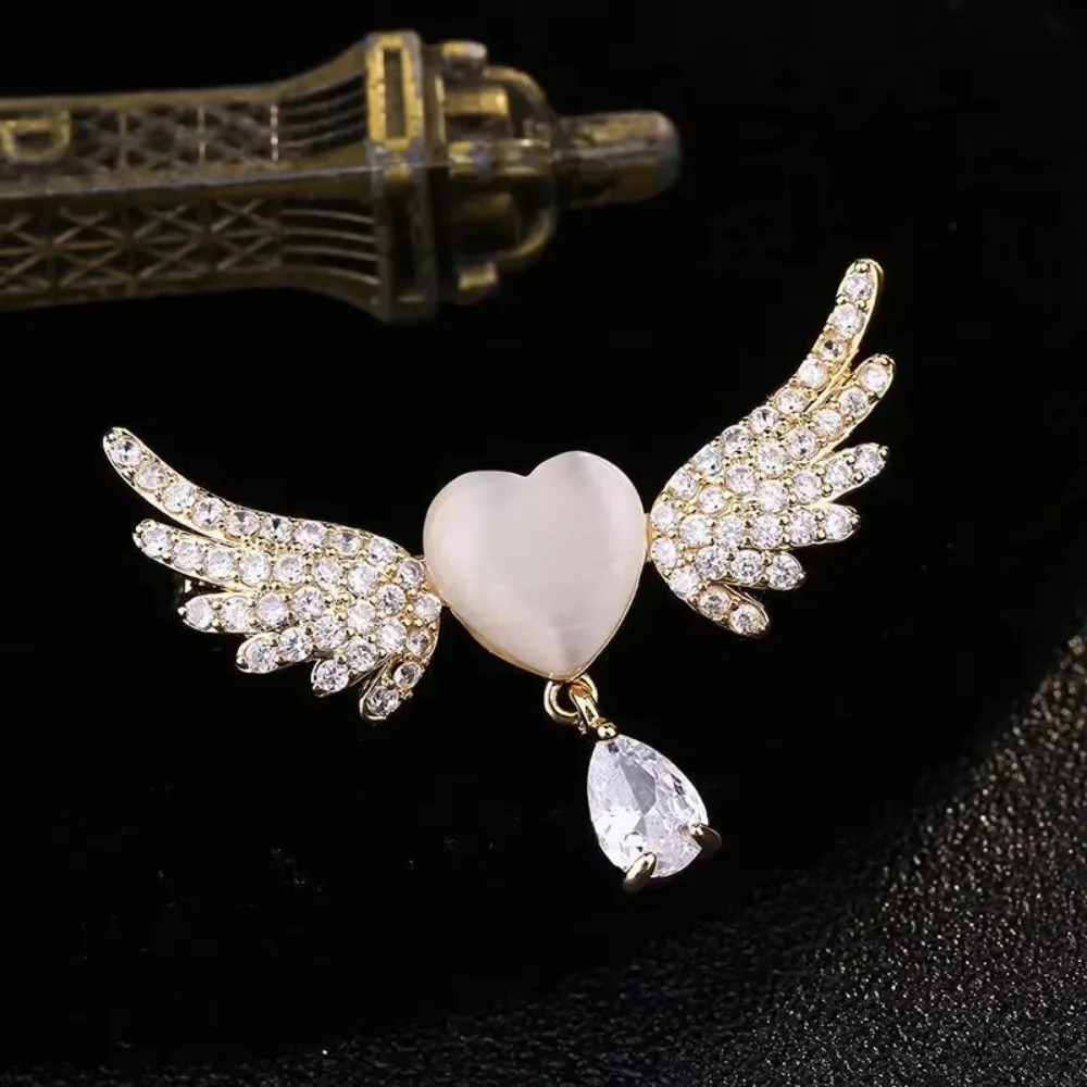 رائعة Bowknot دبابيس مزاجه حجر الراين أجنحة الملاك دبابيس السلامة وشاح حريري مشبك مجوهرات الحفلات الملابس والاكسسوارات #3