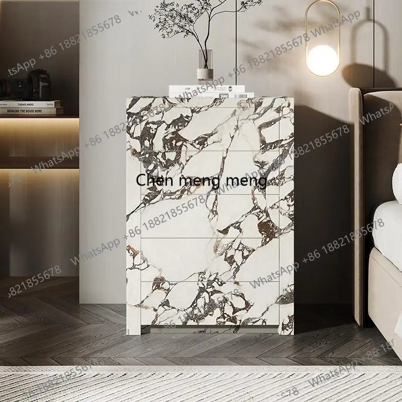 Premium Calacatta Gold Marble Dresser - 5-Drawer Slate Storage Cabinet with Soft-Close, Custom Wall-Mounted Design