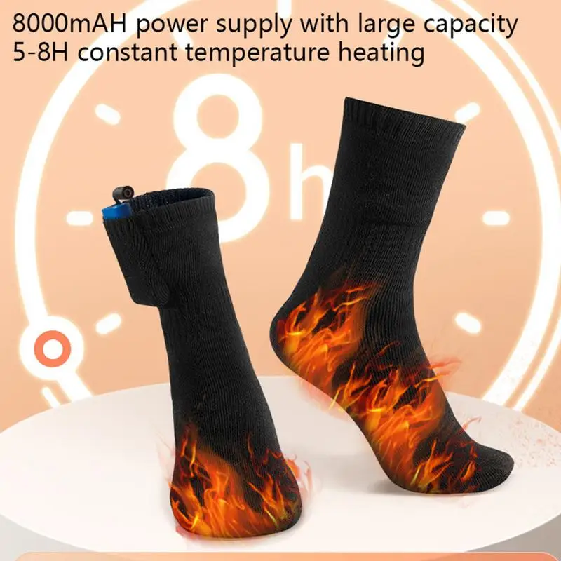 

USB Electric Heated Socks Battery Powered Heating Socks Warm Cotton Sock Long Stocking Unisex Winter Warmth Supplies