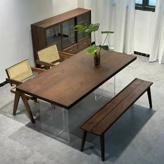 Black walnut solid wood original South American panel bar surface learning desk dining table plate island desk office processing