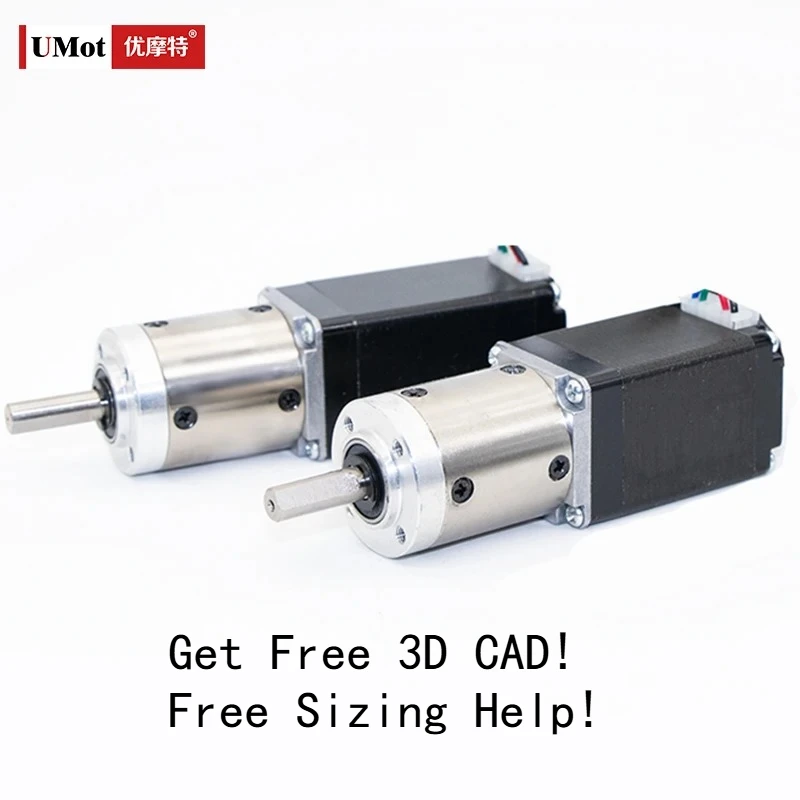 

UMOT 28*52mm Nema11 Mini Planetary Gearbox Gear Stepper Motor Output Torque 0.37Nm-4Nm 1.8 Degree 0.67A Load 100N Planetary Gear