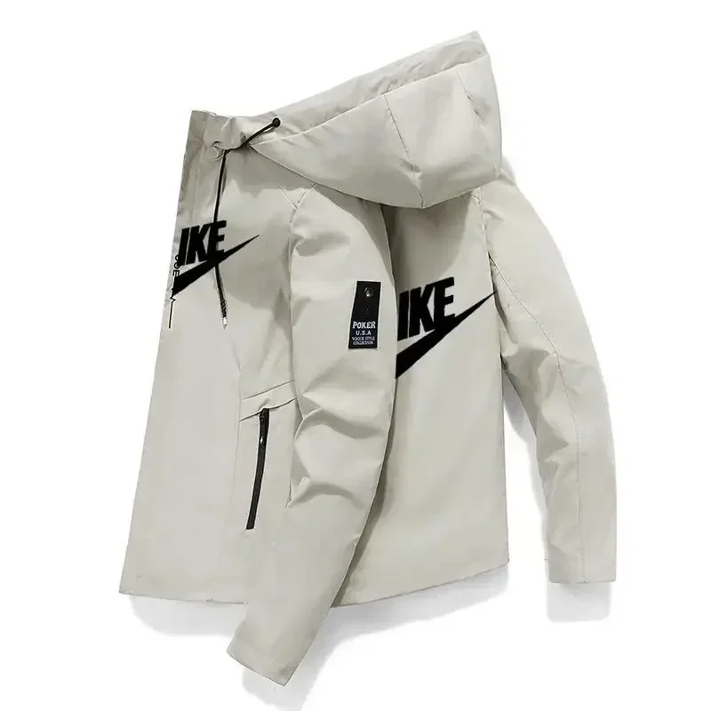 New spring autumn Men\'s Windproof waterproof Zipper Casual Fashionable High Quality Hooded Baseball print Outdoor Sports Jacket