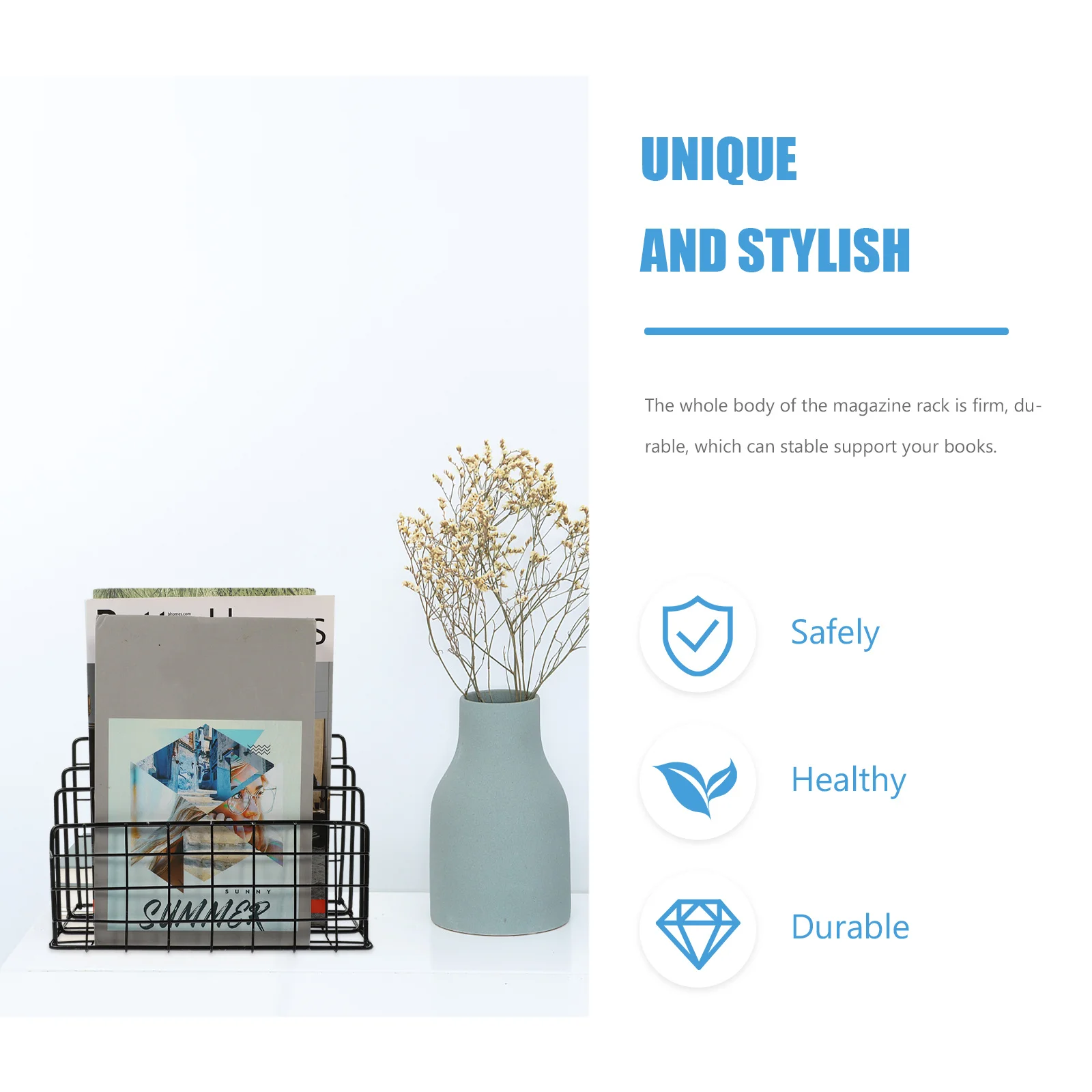 

Metal Magazine Stand Wear-Resistant Book Organizer Desktop Office Supplies Holder Office Supplies and Accessories