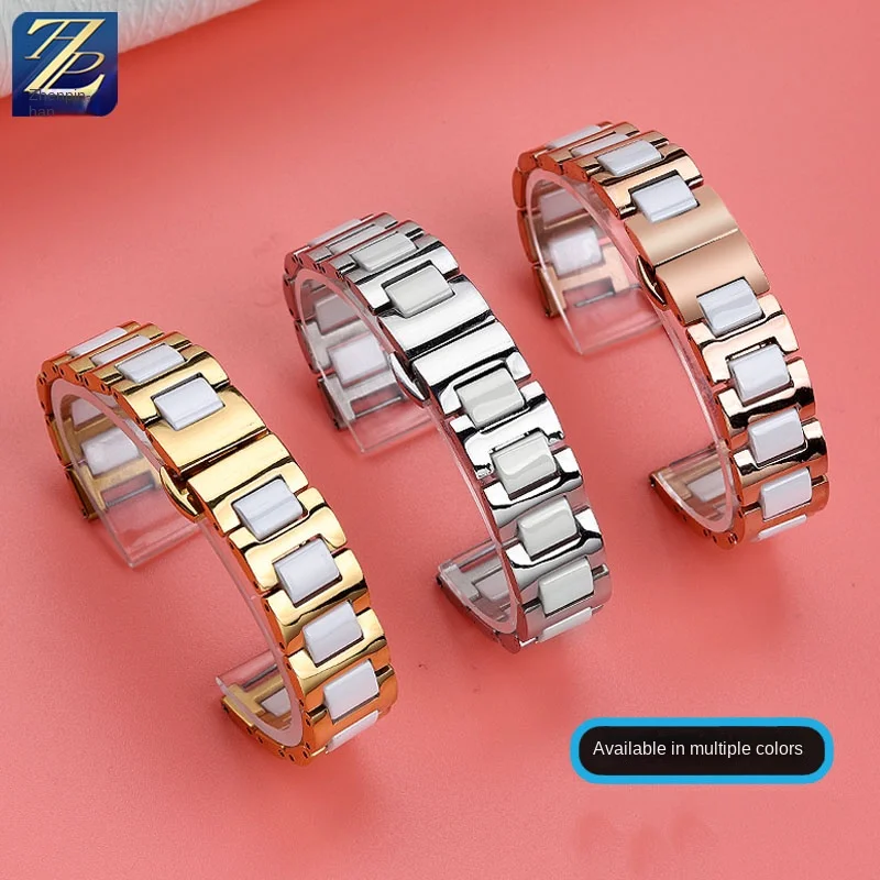 Precision Aço Entalhado Cerâmica Assista Strap, Adaptável Watch Strap, Adequado para Senhoras, COACH, 14503837, 38 GC, Guacan, Rossini Series