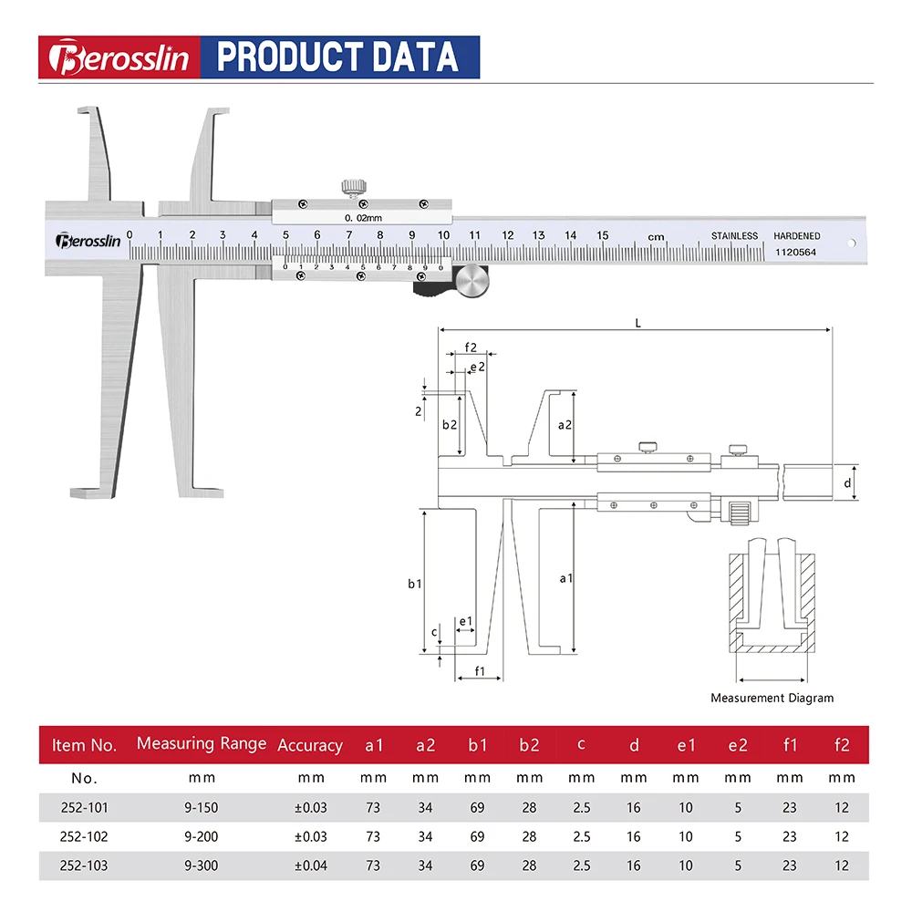 Imagem -06 - Ferramentas de Medição Vernier de Alta Precisão Garra Longa Diâmetro Interno Instrumento de Alta Precisão 002 mm 9150 mm 9200 mm 9300 mm