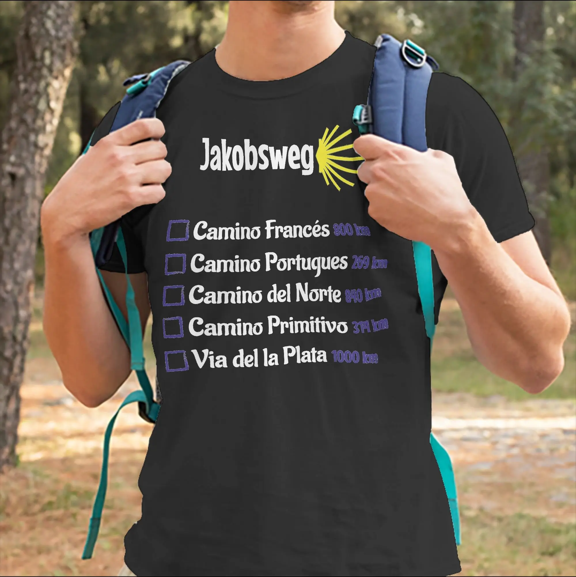Men Women T-Shirts Camino de Santiago    Way of St. James hiking Funny Cotton Tees Short Sleeve  T Shirts Crew Neck Tops Printed