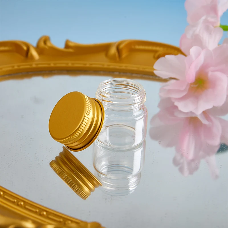 5PCS 10ml Tiny Glass Jars Bottles Screw Cap Storage Jar Mini Containers Transparent Vial Bottles