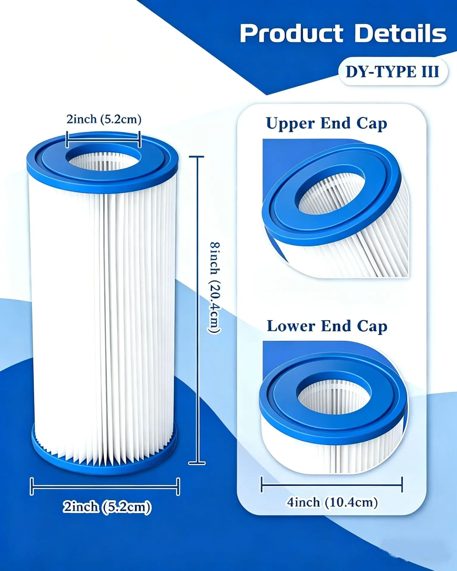 (2 Pack) Type A/C Pool Filter Cartridge Compatible with 29000E 59900E Aboveground Pools and 1000/1500/530 GPH Filter Pumps