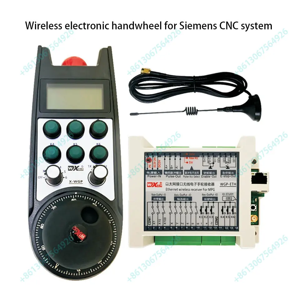 XWGP-ETS Wireless Manual Pulse Generator 6-Axis CNC MPG Wireless Handwheel Real Time Display for Siemens Customizable buttons