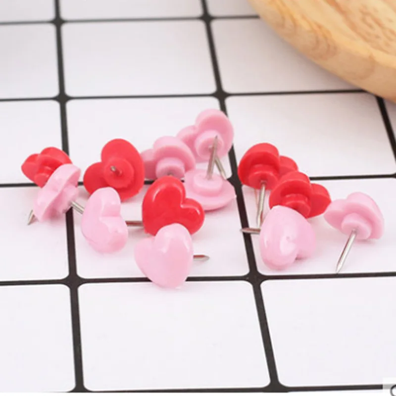 Heart shape 50/100pcs Plastic Quality Cork Board Safety Colored Push Pins Thumbtack Office School Accessories Supplies