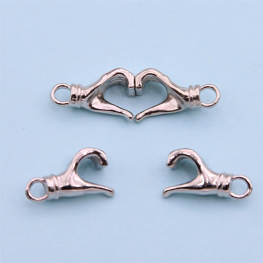 5 zestawów nowe miłość serce magnes połączone zatrzaski Charms bransoletka z wisiorkiem para pasująca klamra Handmade DIY akcesoria do wyrobu biżuterii
