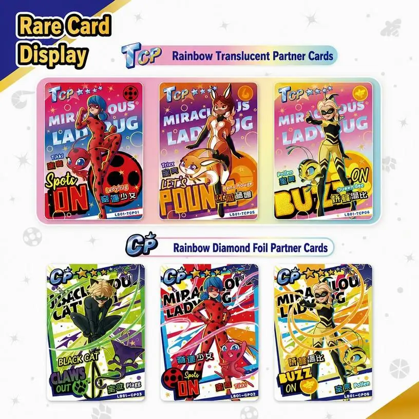 Miraculous Ladybug Cat Noir Character Sparkling Miracle Deluxe Card Collectible Pack Anime Merch Surprise Birthday Gift for Fan