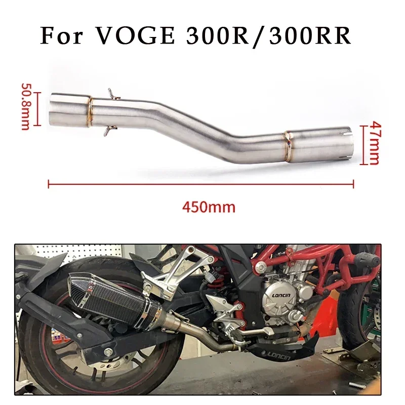 

Slip-On For VOGE 300R 300RR Motorcycle Exhaust Muffler Modify Escape Moto Stainless Steel Middle Link Pipe Connect 51mm Muffler
