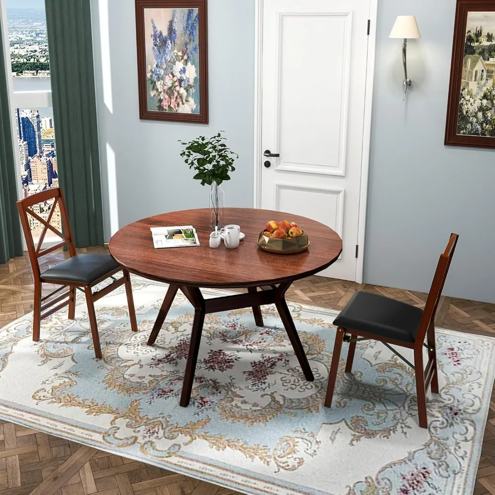 

Folding Dining Chairs Set of 2, Foldable Wood Kitchen Chairs with Padded Seat, Solid Wood Frame, Max Load 400 Lbs, Customized