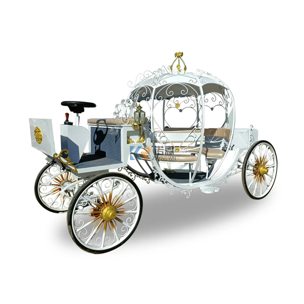 4 Wheels Electric Royal Wedding Carriages Cinderella Horse Drawn Carriage Buggy Sightseeing Vintage Horse Wagons Carts for Sale