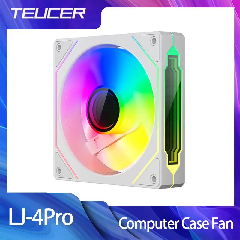 TEUCER Prism4 Pro Computer Case Fan 12CM 5V 3PIN Mirror Cycle ARGB Chassis Fan 4Pin PWM Game CPU Cooling Fan 120mm