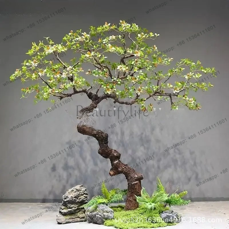 Artificial Green Plant Indoor Decoration Landscaping Floor Ornament Simple Fake Plant Chinese Tea Room Landscape
