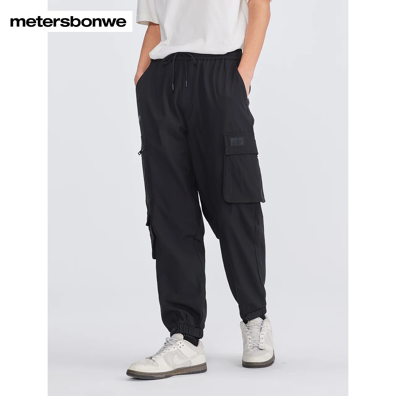 Metersbonwe-Geweven Cargobroek Voor Heren Met Fleese Gevoerde Dikke Zakken Joggingbroek Workout Joggingbroek Winter