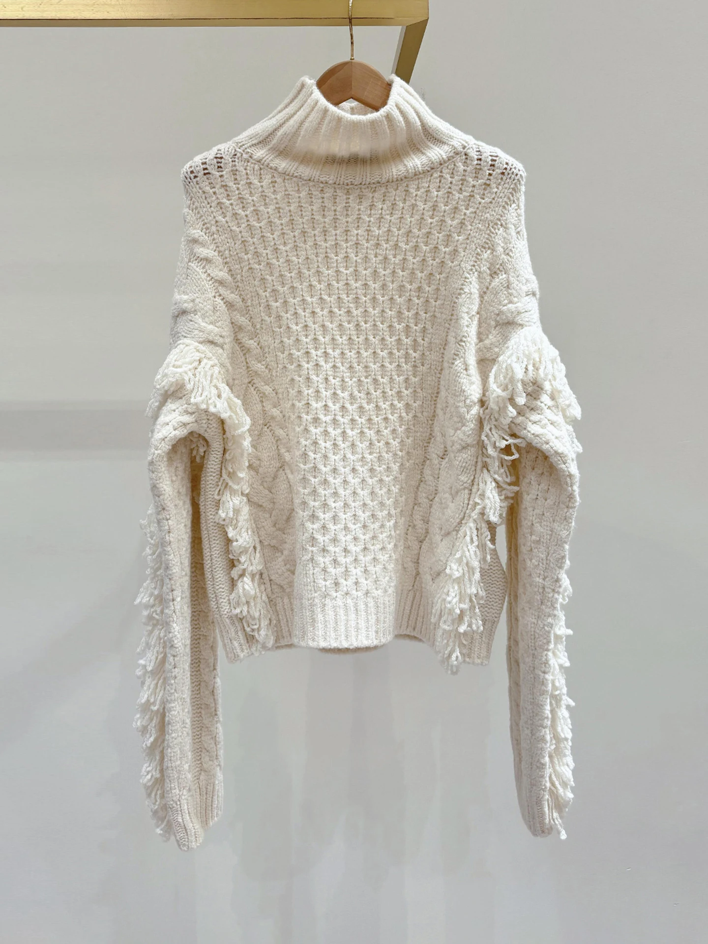 

M Home Nan You High End Women's Casual Fringed High Ne Knitwear Sweater Winter 2025 Faion Commute Sle Regular Fit