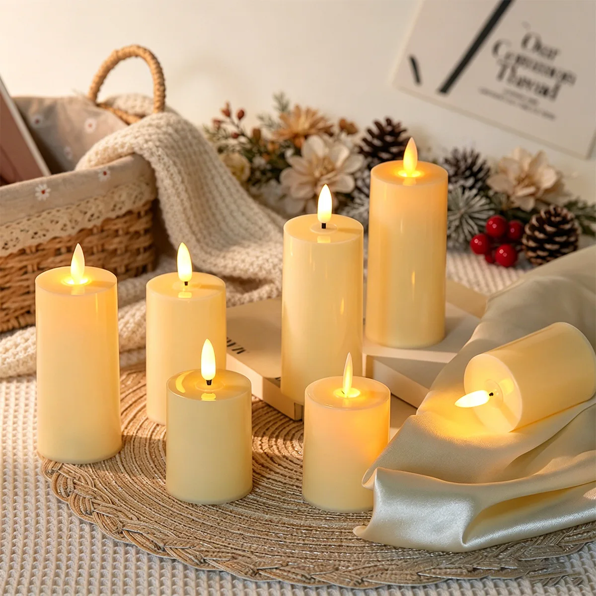 12pcs Flameless Candle Light 6-16cm LED Flickering Candles Tea Lights DIY Safty Window Lamp Wedding Birthday Decor Fake Candles