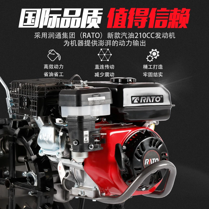 Direct-connected grass shredder, hand-pushed gas-oline straw shredder, agricultural orchard weeding self-propelled lawn mower