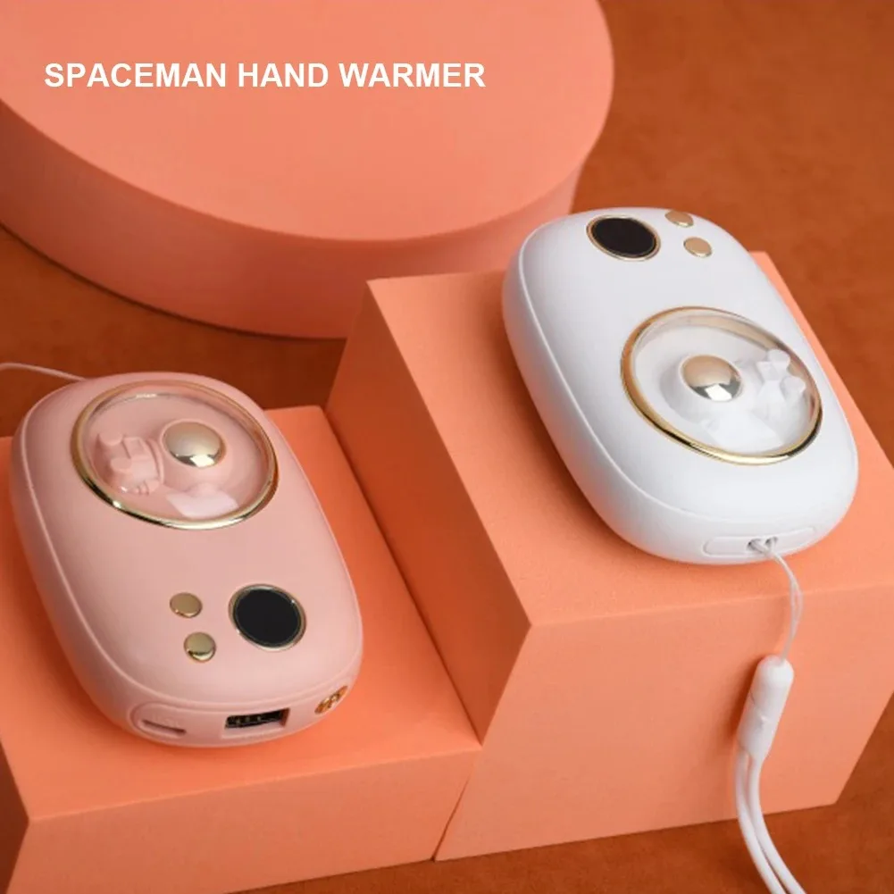 10000mAh New USB Hand Warmer Mini Astronaut Display 2-in-1 Heated Mobile Power Bank Cute Suitable for Girls To Charge Portable view 4