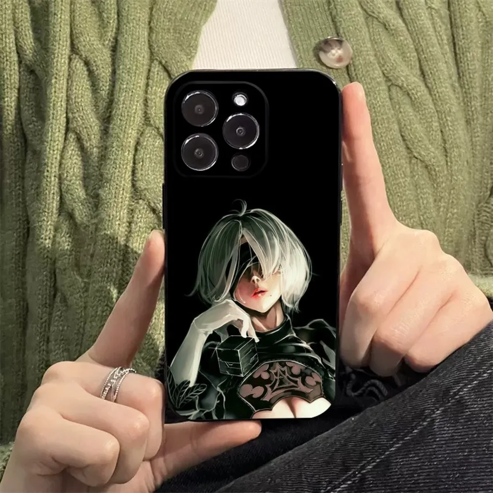 2B A- Automata N-NieR Phone Case For iPhone 15,14,13,12,11,Plus,Pro Max,XS,X,XR,SE,Mini,8,7 Soft Silicone Black Cover