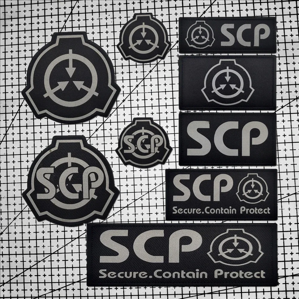 

IR Reflective Tactical Patches SCP Foundation Logo Embroidery Cloth Sticker Military Badges for Backpack Badge Hook Loop Armband