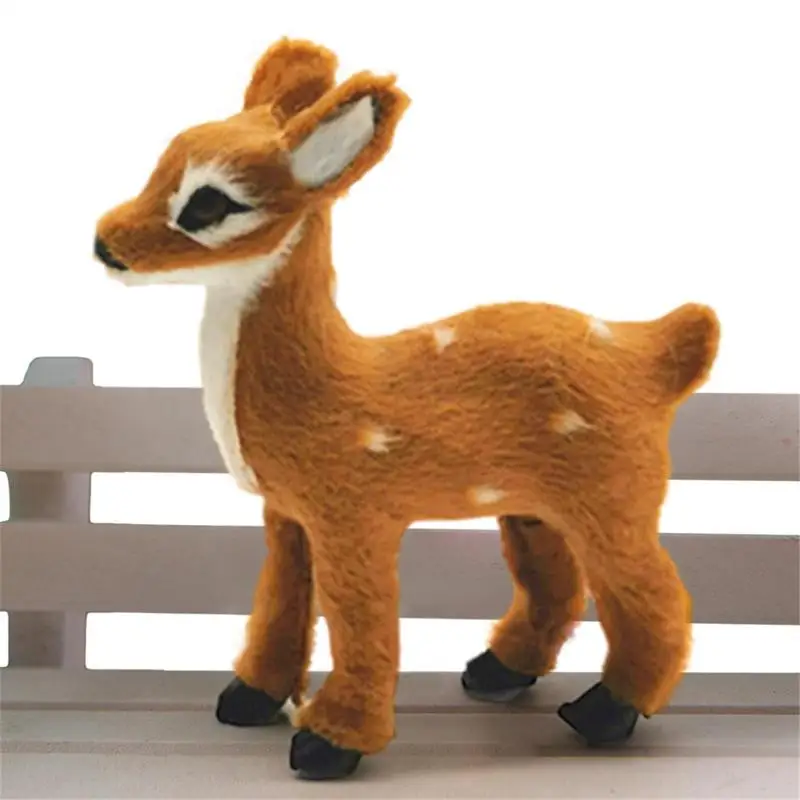 Cute Sika Deer Figurine Realistic Animal Crafts Small Sika Deer Statue Ornaments Fawn Figurines Home Decoration Deer Decoration