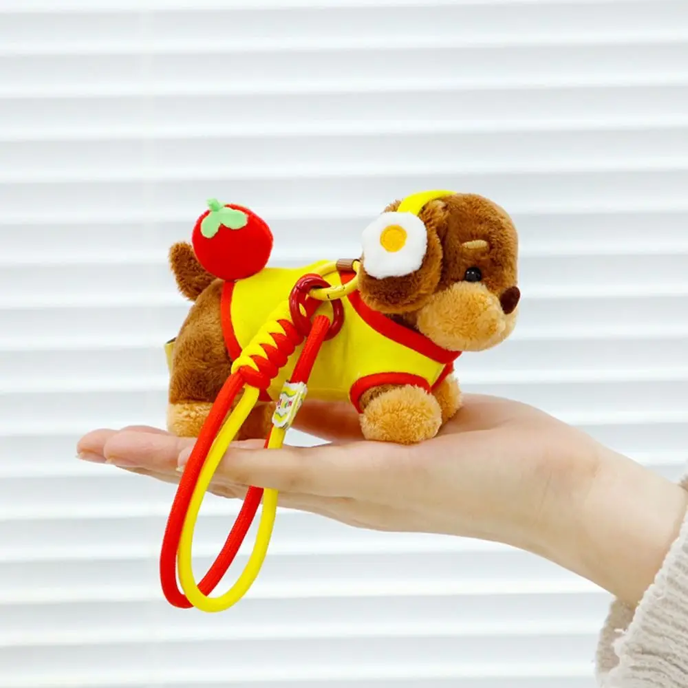 Pluizige teckel pluche hond sleutelhanger zacht meisje hart puppy autosleutelhanger Trinket collectie dier puppy poppen sleutelhanger tas hangend